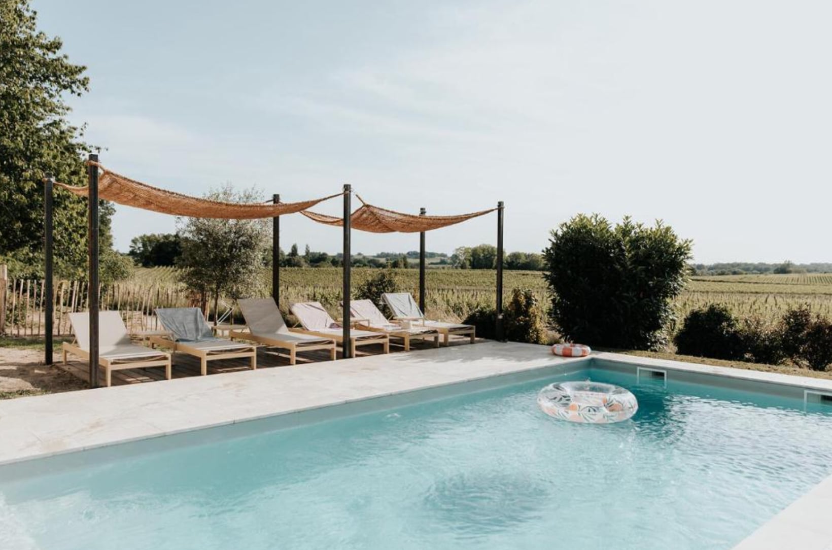 Piscine du Château La Grande Clotte face aux vignes
